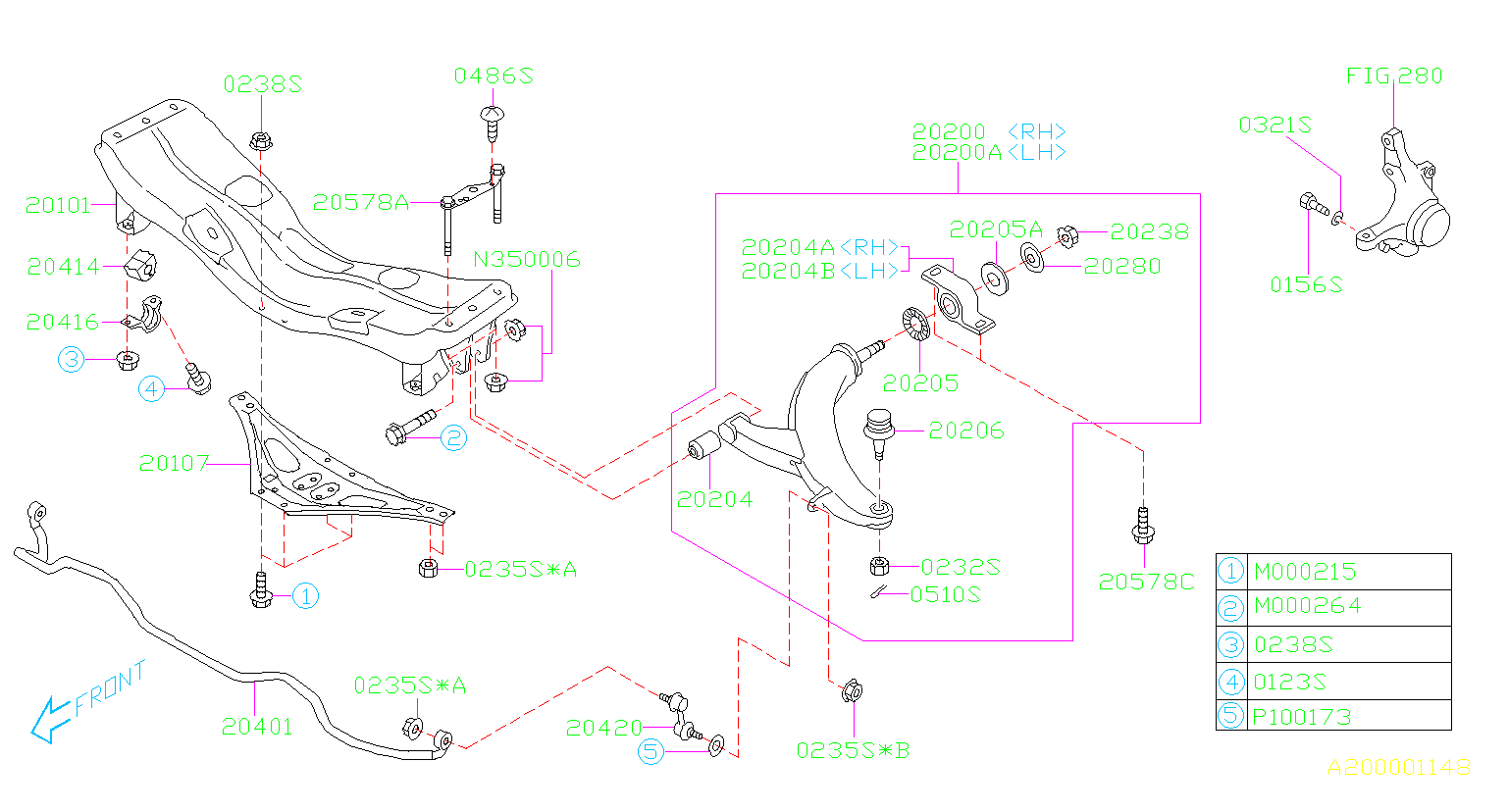 2008 Subaru Suspension Subframe Crossmember (Front). Cross Member ...